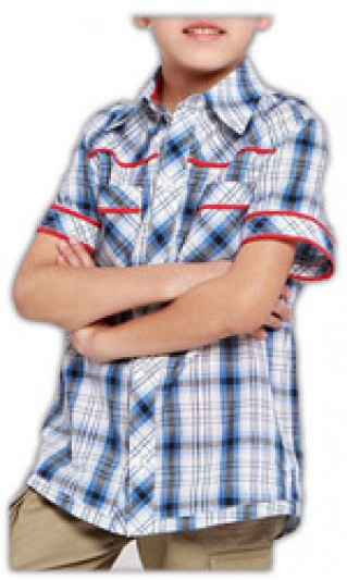 ST-BSC807 Online order Contrast color checkered kids shirt, suit shirt rental