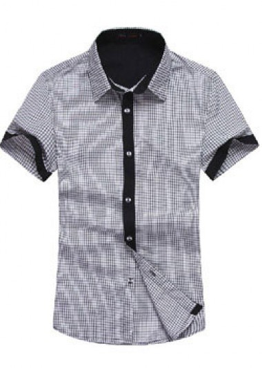ST-MSC802 Order printed roll sleeve shirt, men's casual short-sleeved