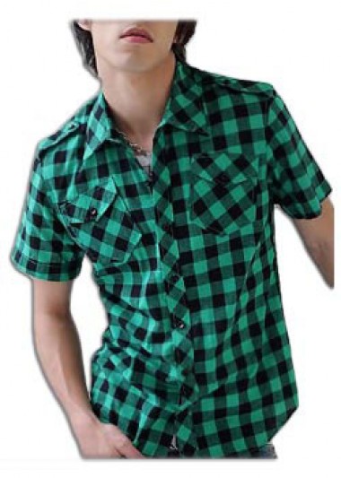 ST-MSC803 Mens casual checkered pattern shirt, men's casual short-sleeved