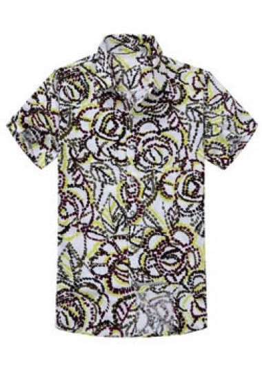 ST-MSC804 Men printed pattern short-sleeved, shirt shop, men's casual short-sleeved