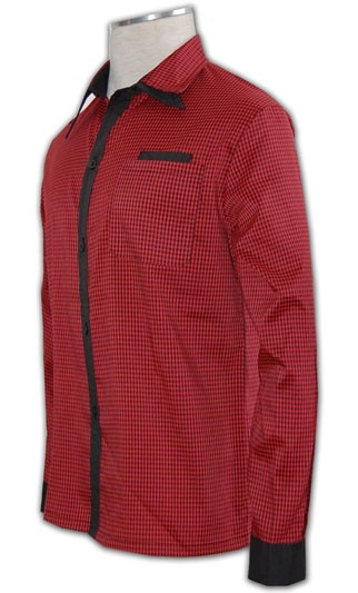 MCS-ST-15 ：男裝 花纹襯衫供應商 男裝長褸相片格仔恤衫 紅色格紋恤衫 格紋恤衫布料