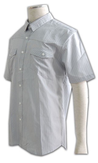 MDX-ST-24 ：男裝 型格簡約辦公室制服襯衫 男裝短褲英文  絲印logo恤衫 