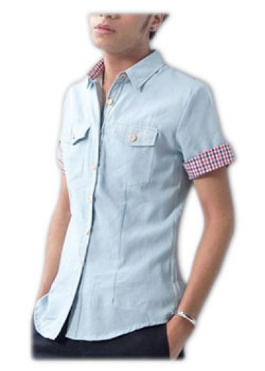 ST-MSC807 ：自訂款式 拼色簡約制服襯衫 男裝休閑短袖