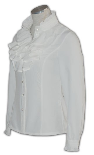WCS-ST-19 ：女裝 淨色簡約荷葉邊襯衫中心 女裝長袖衛衣 OL款恤衫 OL荷葉邊恤衫 