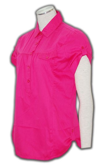 WDX-ST-03 ：女裝貼身 簡單款摺袖襯衫中心 女裝短西裝褸 女裝短袖長身恤衫 時尚短袖恤衫 