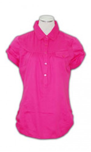 ST-WSF808 ：訂購 女裝拼色翻袖襯衫 女裝短袖 恤衫色彩搭配 職業女性服裝 