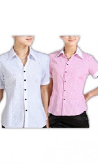 ST-WSF814 ：訂女裝荷葉邊短領斯文 襯衫 女裝短袖 恤衫批發商 恤衫供應商